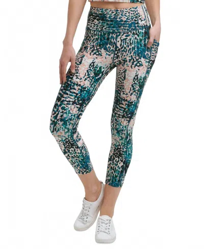 Calvin Klein Performance Printed High-waist 7/8 Length Leggings In Jungle Trek Tea Rose In Multi