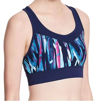 Calvin Klein Performance Printed Medium Support Racerback Sport In Explosion Blue In Multi