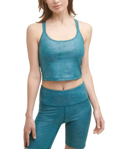 Calvin Klein Activewear Performance Printed Strappy-back Tank Top In Chameleon Juniper In Multi