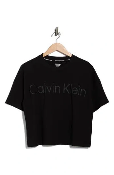 Calvin Klein Performance Puff Print Logo T-shirt In Black