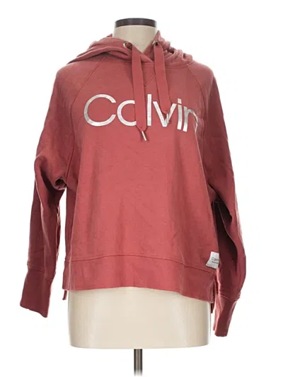 Pre-owned Calvin Klein Performance Pullover Hoodie In Burgundy