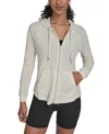 Calvin Klein Performance Ruched-sleeve Zip Hoodie In Neutral