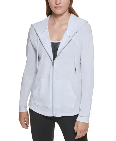 Calvin Klein Performance Ruched-sleeve Zip Hoodie In Spray