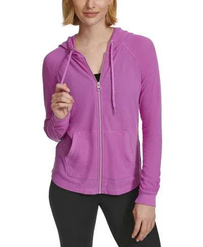 Calvin Klein Performance Ruched-sleeve Zip Hoodie, Xs-3x In Lotus