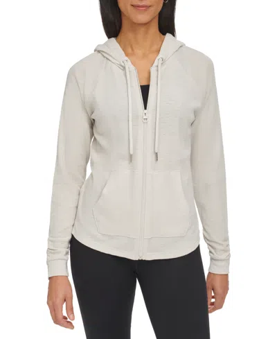 Calvin Klein Performance Ruched-sleeve Zip Hoodie, Xs-3x In Porcini