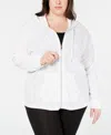 Calvin Klein Performance Women's Fleece Long-sleeve Zip-front Hoodie In White