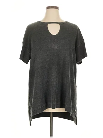 Pre-owned Calvin Klein Performance Short Sleeve Top Gray Keyhole Neckline Tops