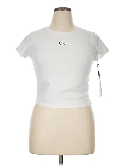 Calvin Klein Performance Short Sleeve Top White Keyhole Neckline Tops