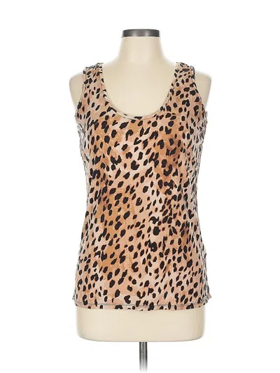 Pre-owned Calvin Klein Performance Sleeveless Top Tan Scoop Neck Tops In Brown