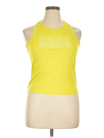 Pre-owned Calvin Klein Performance Tank Top Yellow Halter Neckline Tops
