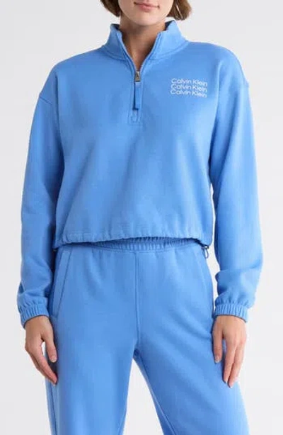 Calvin Klein Performance Triple Logo Crop Quarter Zip Sweatshirt