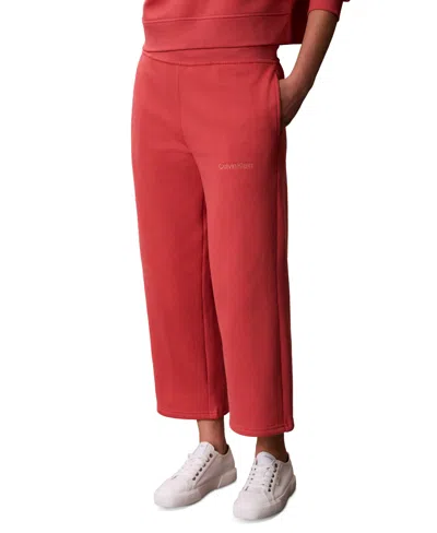 Calvin Klein Performance Women's Brushed Cropped Wide-leg Sweatpants In Purple