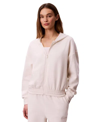 Calvin Klein Performance Women's Brushed French Terry Full Zip Hoodie In Orange