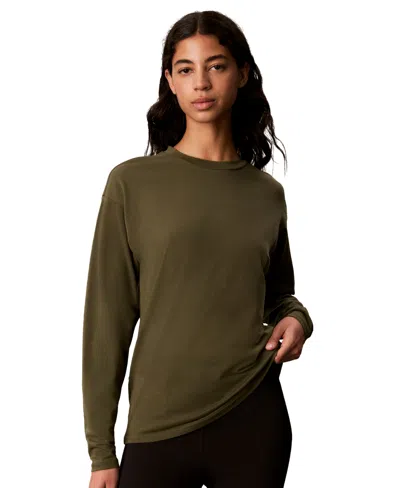 Calvin Klein Performance Women's Classic-fit Long-sleeve T-shirt In Fatigue
