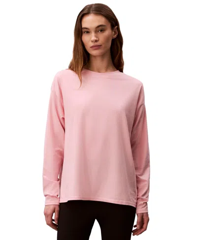 Calvin Klein Performance Women's Classic-fit Long-sleeve T-shirt In Pink