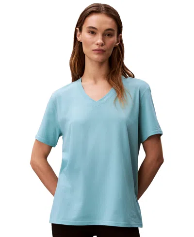 Calvin Klein Performance Women's Classic-fit V-neck T-shirt In Blue