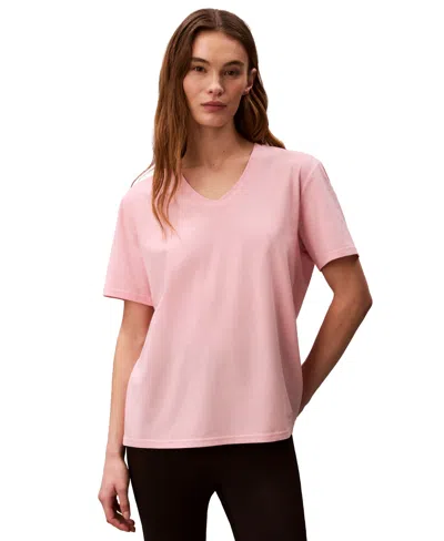 Calvin Klein Performance Women's Classic-fit V-neck T-shirt In Pink