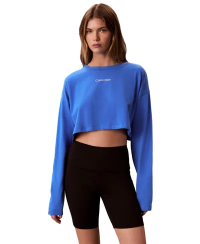 Calvin Klein Performance Women's Commuter Relaxed Cropped T-shirt In Blue