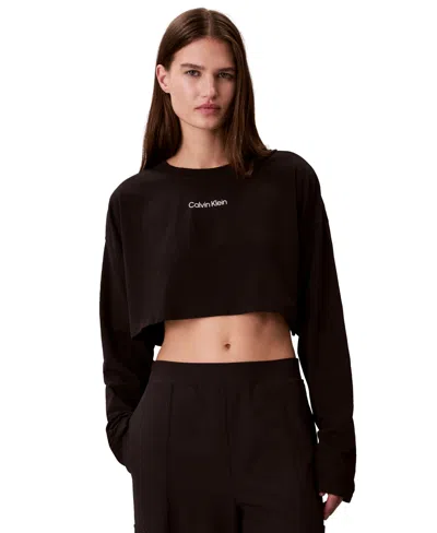 Calvin Klein Performance Women's Commuter Relaxed Cropped T-shirt In Black