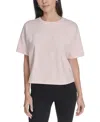 Calvin Klein Performance Women's Cotton Puff-logo Cropped T-shirt In Pink
