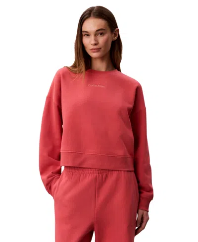 Calvin Klein Performance Women's Crewneck Long-sleeve Sweatshirt In Red