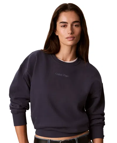 Calvin Klein Performance Women's Crewneck Long-sleeve Sweatshirt In Purple