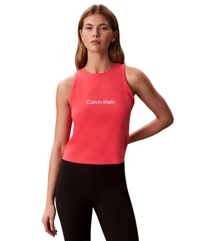 Calvin Klein Performance Women's Cropped Tank Top In Red