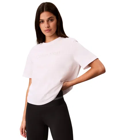 Calvin Klein Performance Women's Double Logo High Hip T-shirt In Neutral