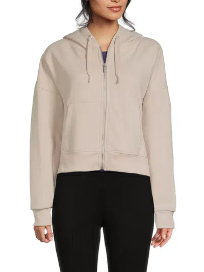 Calvin Klein Performance Women's Dropped Shoulder Zip Hoodie In Beige