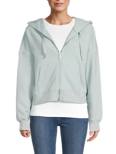 Calvin Klein Performance Women's Dropped Shoulder Zip Hoodie In Sea Level Blue