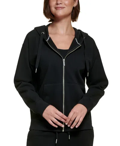 Calvin Klein Performance Women's Fleece Long-sleeve Zip-front Hoodie In Black