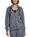 Calvin Klein Performance Women's Fleece Long-sleeve Zip-front Hoodie In Gray