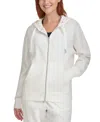 Calvin Klein Performance Women's Fleece Long-sleeve Zip-front Hoodie In Cloud