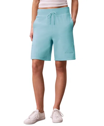 Calvin Klein Performance Women's Fleece Mid Rise Shorts In Blue