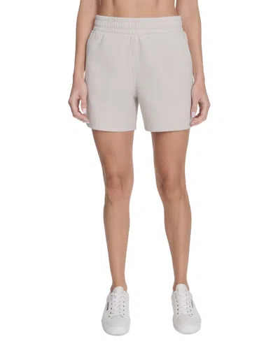 Calvin Klein Performance Women's Fleece Smocked-waistband Shorts In Brown