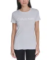 Calvin Klein Performance Women's Flocked-logo Crewneck T-shirt In Gray