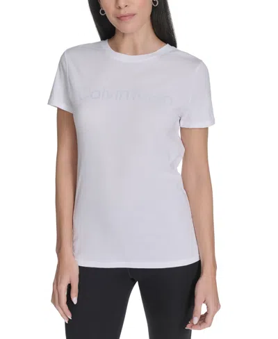 Calvin Klein Performance Women's Flocked-logo Crewneck T-shirt