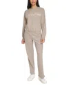 Calvin Klein Performance Women's Flocked-logo Fleece Sweatshirt In Moonrock