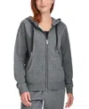 Calvin Klein Performance Women's Fleece Long-sleeve Zip-front Hoodie In Black Heather