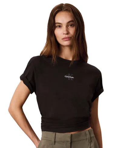 Calvin Klein Performance Women's Graphic Monologo Short-sleeve Crewneck T-shirt In Black