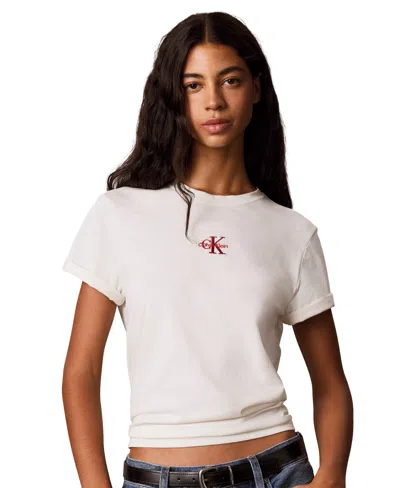 Calvin Klein Performance Women's Graphic Monologo Short-sleeve Crewneck T-shirt In Tofu