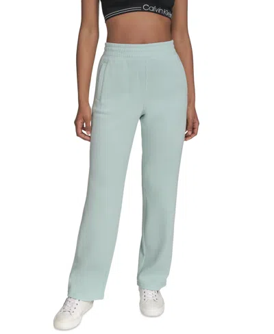 Calvin Klein Performance Women's High-waist Straight-leg Sweatpants In Blue