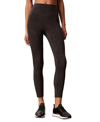 Calvin Klein Performance Women's Icon Sport 7/8 Snake-print High-rise Leggings In Black