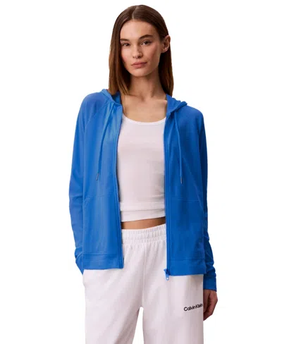 Calvin Klein Performance Women's Icon Sport Full Zip Lightweight Jacket In Blue