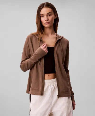 Calvin Klein Performance Women's Icon Sport Full Zip Lightweight Jacket In Brown