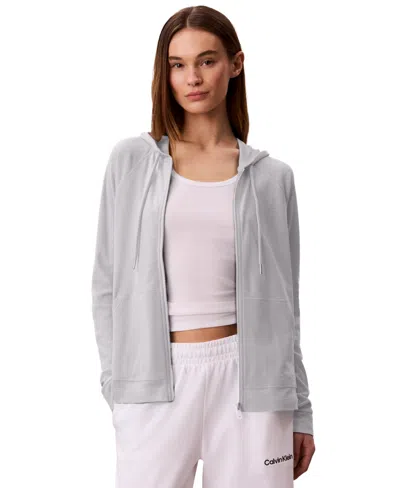 Calvin Klein Performance Women's Icon Sport Full Zip Lightweight Jacket In Gray