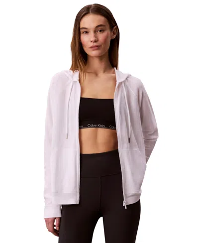 Calvin Klein Performance Women's Icon Sport Full Zip Lightweight Jacket In White