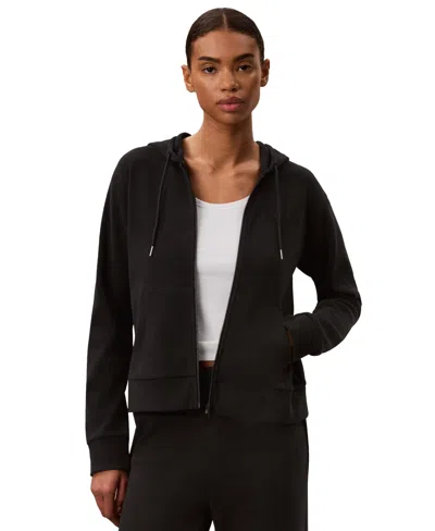 Calvin Klein Performance Women's Icon Sport Waffle Full-zip Hoodie In Black