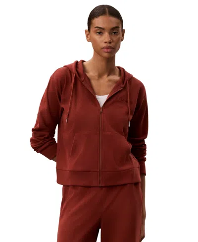 Calvin Klein Performance Women's Icon Sport Waffle Full-zip Hoodie In Burgundy
