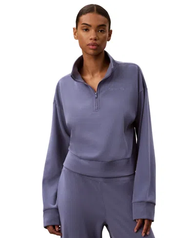 Calvin Klein Performance Women's Icon Sport Waffle Quarter-zip Sweatshirt In Purple